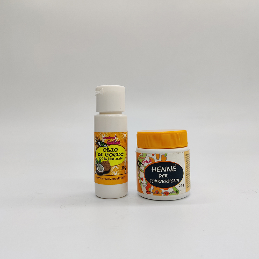 9) hennè per sopraciglia più olio di coc
