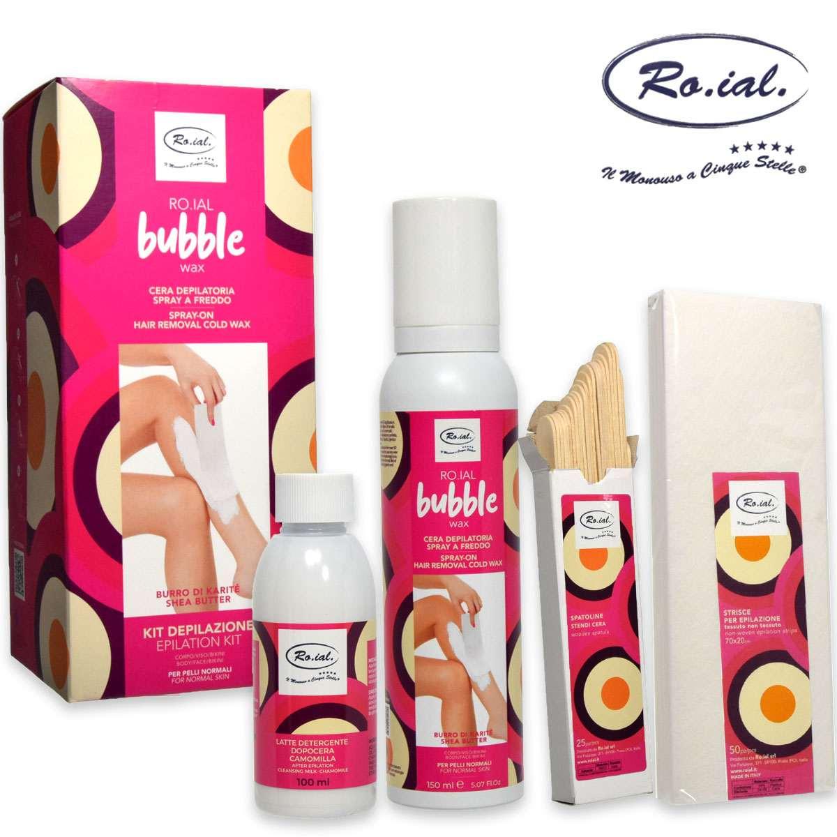 ROIAL KIT DEPILAZIONE BUBBLE WAX CERA DEPILATORIA SPRAY A FREDDO.jpg